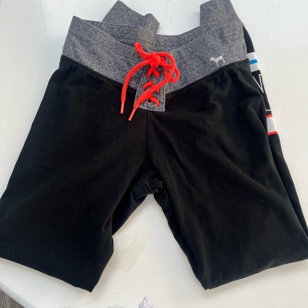 Victoria secret Black Joggers with Red and Blue Stripes waist are w 13 inseam 26 - Picture 3 of 5